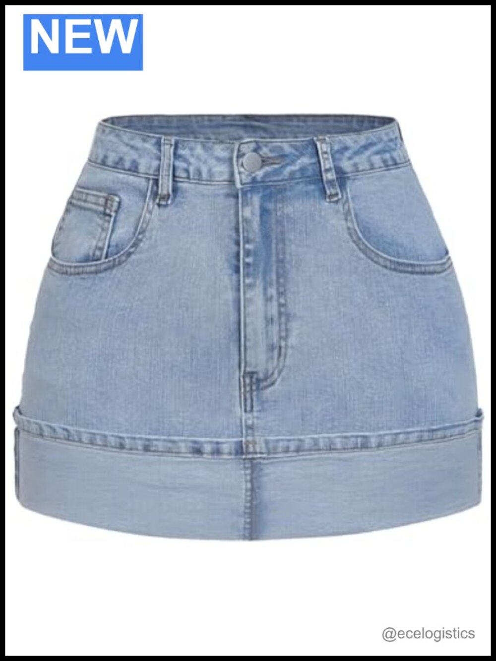 Denim Mini Skirt for Women Low Waisted Folded Hem Y2k Trendy Skirt Country